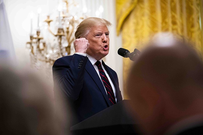 New York Times photo / President Donald Trump lashes out against House Democratic leaders and their impeachment inquiry during a joint news conference with President Sauli Niinisto of Finland at the White House on Wednesday.