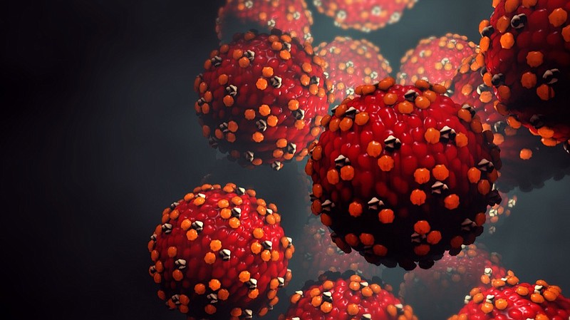 3d illustration Measles virus or virus mumps virus tile illness / Getty Images
