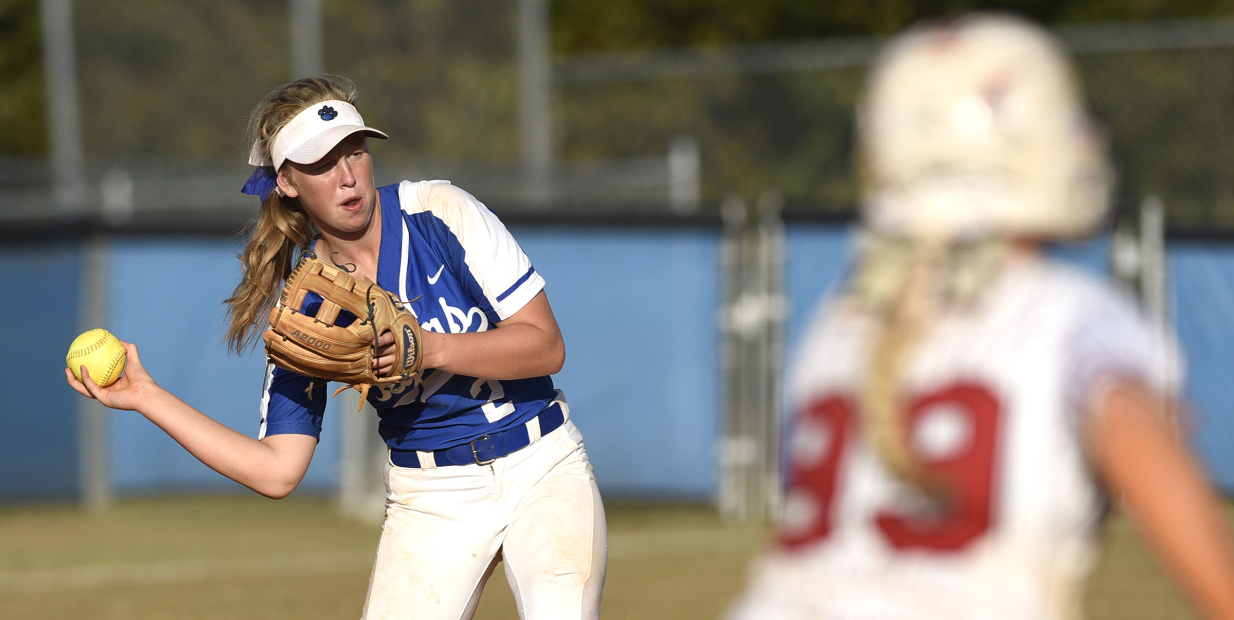 Staff Photo by Robin Rudd/ Ringgold shortstop Riley Nayadley (2) throws to force a Morgan County runner out at second. The Ringgold Lady Tigers hosted the Morgan County Lady Bulldogs in the GHSA state softball tournament on October 9, 2019.