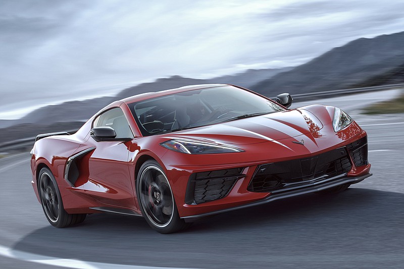 This undated photo provided by General Motors shows the 2020 Chevrolet Corvette Stingray, the new mid-engine version of the Corvette. (General Motors via AP)