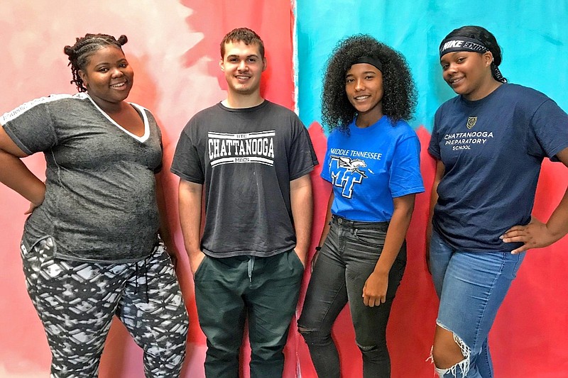 Mark Making contributed photo / Tahlia Smith, Ricardo Nache, Kennedy Bass and Skylar Muhammad, from left, are raising funds for a mural displaying issues that affect their lives, including bullying, gun violence and drug abuse.