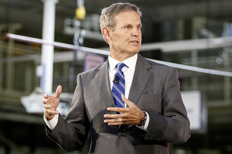 Staff photo by C.B. Schmelter / Gov. Bill Lee speaks during the 2020 Atlas Cross Sport reveal at the Volkswagen Assembly Plant on Friday, Oct. 11, 2019 in Chattanooga, Tenn. The five-seat Atlas Cross Sport, which takes design cues from its larger seven-seat Atlas SUV, will hit dealerships early next year, according to the German automaker.