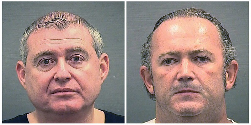 This combination of Wednesday, Oct. 9, 2019, photos provided by the Alexandria Sheriff's Office shows booking photos of Lev Parnas, left, and Igor Fruman. The associates of Rudy Giuliani, were arrested on a four-count indictment that includes charges of conspiracy, making false statements to the Federal Election Commission and falsification of records. The men had key roles in Giuliani's efforts to launch a Ukrainian corruption investigation against Biden and his son, Hunter. (Alexandria Sheriff's Office via AP)
