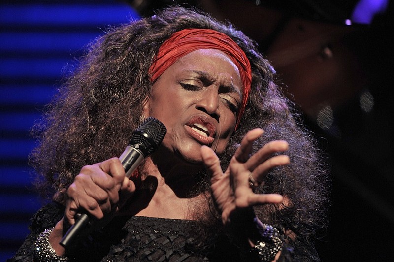 FILE - This July 4, 2010 file photo shows American opera singer Jessye Norman performing on the Stravinski Hall stage at the 44th Montreux Jazz Festival, in Montreux, Switzerland. Norman died, Monday, Sept. 30, 2019, at Mount Sinai St. Luke’s Hospital in New York. She was 74. (AP Photo/Keystone/Dominic Favre, File)