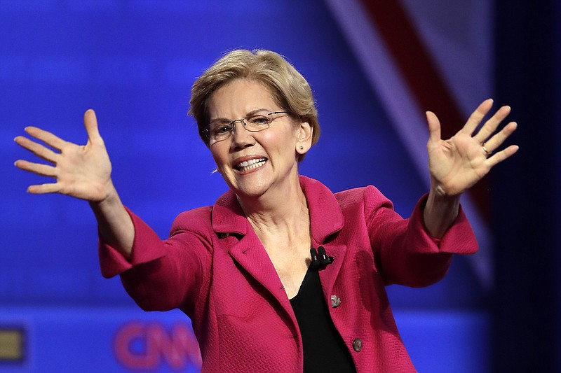 In this Oct. 10, 2019, photo, Democratic presidential candidate Sen. Elizabeth Warren, D-Mass., speaks during the Power of our Pride Town Hall in Los Angeles. (AP Photo/Marcio Jose Sanchez)