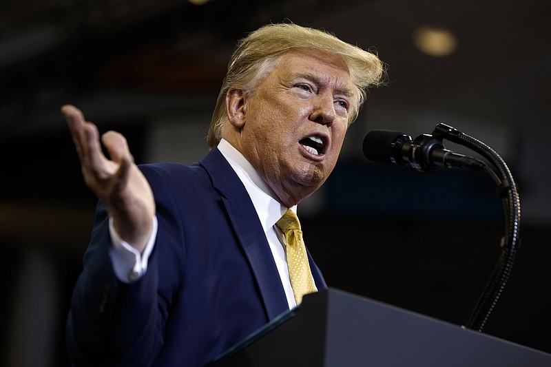 President Donald Trump speaks during a campaign rally at the Lake Charles Civic Center, Friday, Oct. 11, 2019, in Lake Charles, La. (AP Photo/Evan Vucci)


