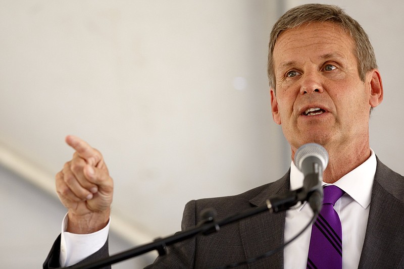 Staff photo by C.B. Schmelter / Gov. Bill Lee speaks during a groundbreaking ceremony for the McMinn Higher Education Center on Friday, Sept. 27, 2019 in Athens, Tenn. The new facility will include the Tennessee College of Applied Technology-Athens, Cleveland State Community College, and the McMinn County UT Extension Institute of Agriculture.