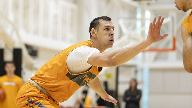 Tennessee Athletics photo by Maury Neipris / Tennessee forward Uros Plavsic must sit out the 2019-20 schedule but will have three seasons of eligibility remaining.