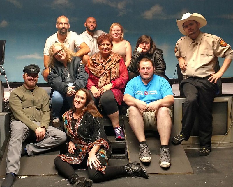 Dalton Little Theatre Contributed Photo / The cast of "The Laramie Project" includes, in random order, Nick Deslattes, Nikki Sloan, Dillon Walker, Evelyn Wall, Karen Keith, Char Kent-Plunk, Avery Moore, Emily Daily and John Lee. Director Will Schmerge is seated back row, left.