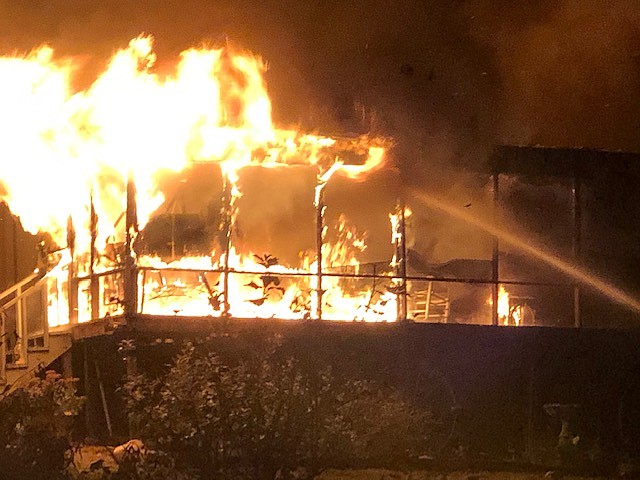 Photo by Amy Maxwell / A home on the 1400 block of Thatcher Road in Soddy-Daisy was destroyed by fire Thursday evening, Oct. 17, 2019.