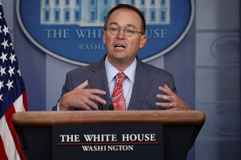 Photo by Evan Vucci of The Associated Press/White House chief of staff Mick Mulvaney announces on Thursday that the G7 will be held at Trump National Doral. (AP Photo/Evan Vucci)