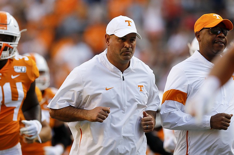 Staff file photo by C.B. Schmelter / Tennessee football coach Jeremy Pruitt's second season continues with a stiff challenge as the Vols visit Alabama.