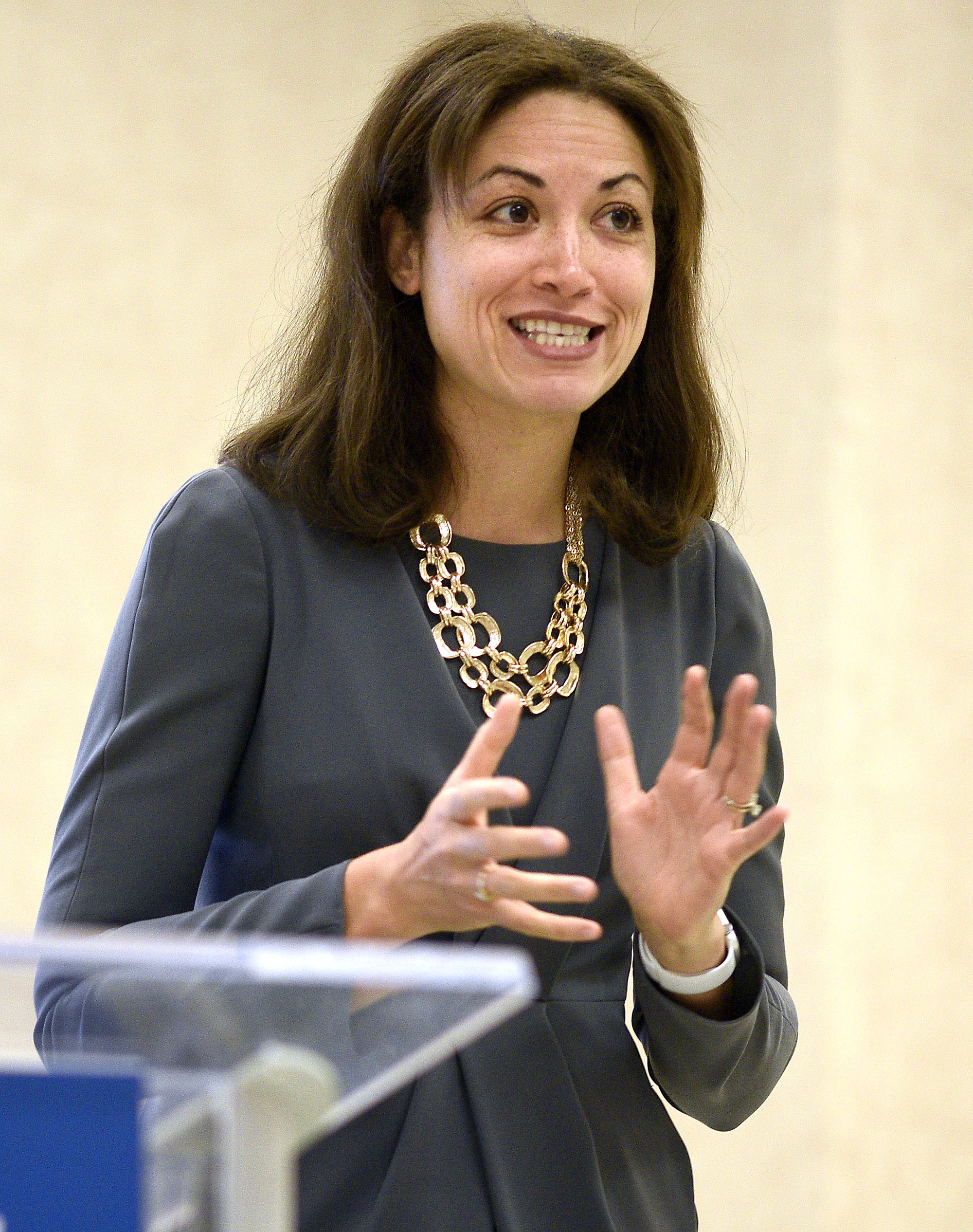 Staff Photo by Robin Rudd/ Tennessee Education Commissioner Penny Schwinn was keynote speaker at a free half-day conference for high school students, parents and educators to prepare students for college. The event was held at the University of Tennessee at Chattanooga University Center on October 19, 2019.