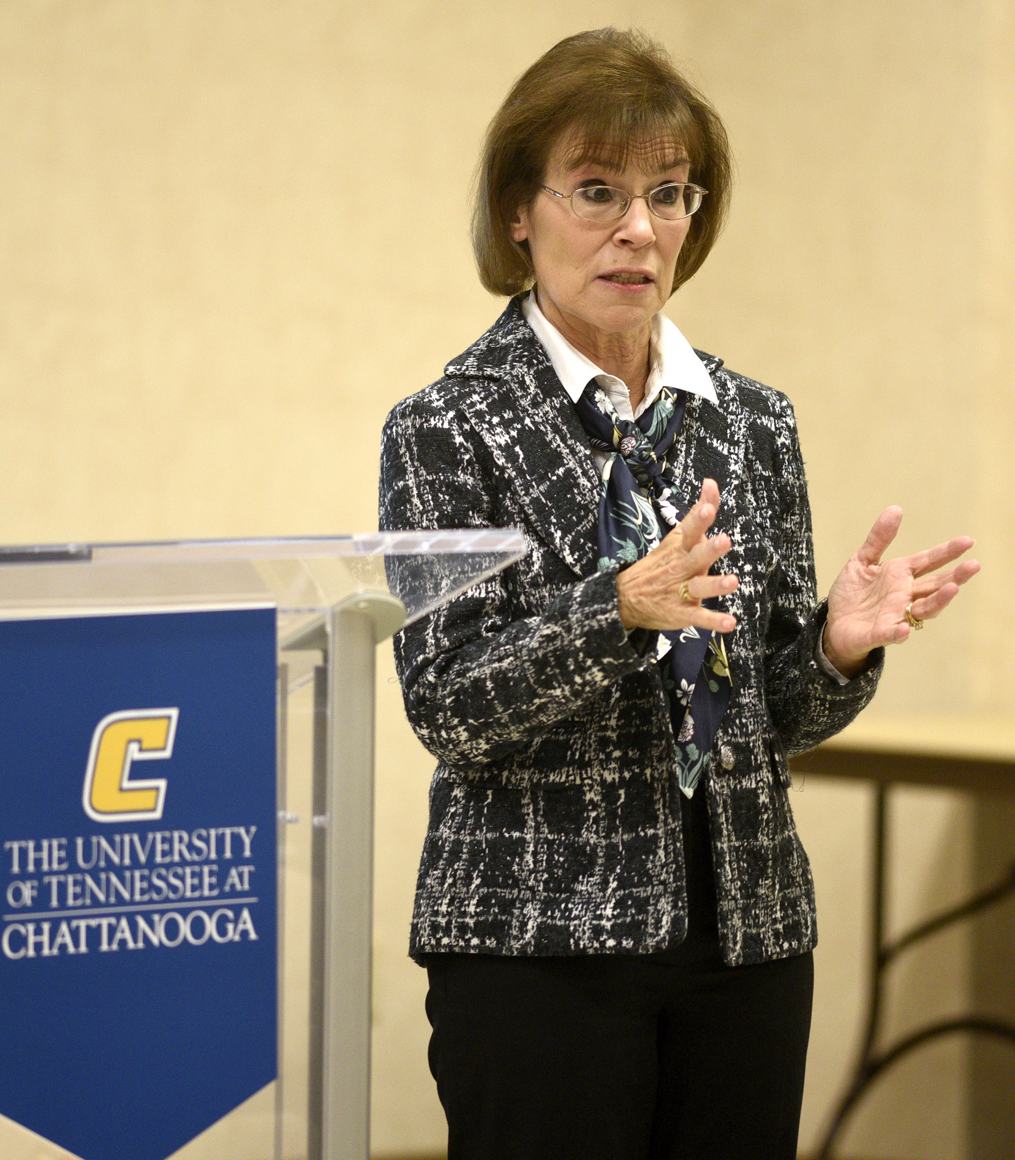 Staff Photo by Robin Rudd/ Dr. Valerie Rutledge Dean of the College of Health, Education and Professional Studies at UTC welcomed the participants. Tennessee Education Commissioner Penny Schwinn was keynote speaker at a free half-day conference for high school students, parents and educators to prepare students for college. The event was held at the University of Tennessee at Chattanooga University Center on October 19, 2019.