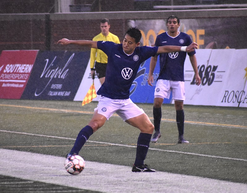 Staff photo by Patrick MacCoon / Chattanooga FC midfielder Genki Miyachi controls the ball in Saturday's exhibition match against Stumptown Athletic at Finley Stadium.