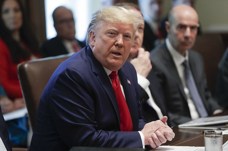President Donald Trump speaks during a Cabinet meeting in the Cabinet Room of the White House, Monday, Oct. 21, 2019, in Washington. (AP Photo/Pablo Martinez Monsivais)


