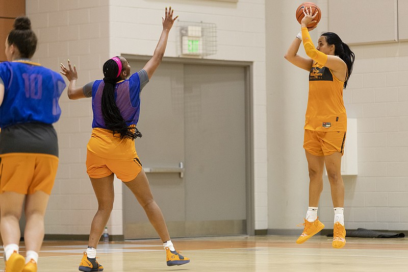 Tennessee Athletics photo by Maury Neipris / Tennessee junior Jaiden McCoy shoots during an offseason workout for the Lady Vols.