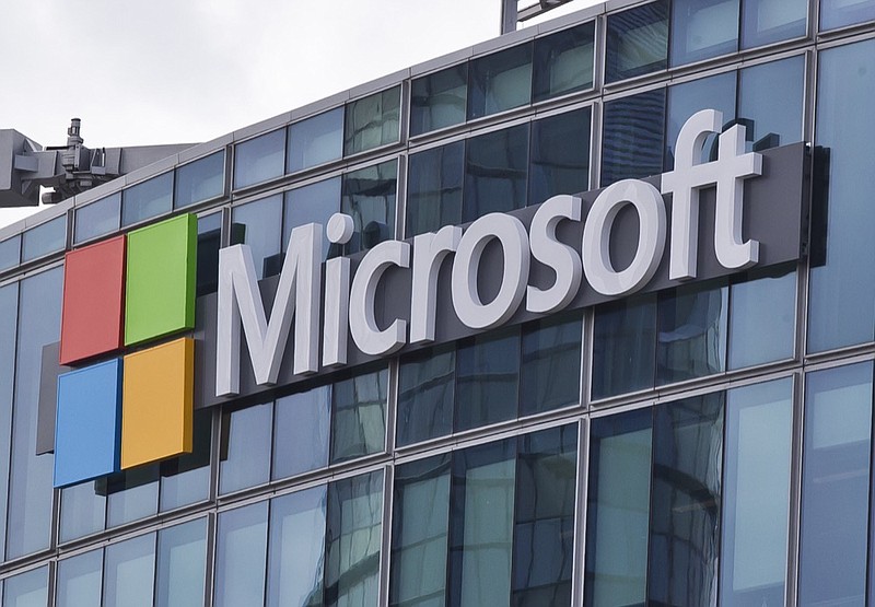 FILE - This April 12, 2016 file photo shows the Microsoft logo in Issy-les-Moulineaux, outside Paris, France. (AP Photo/Michel Euler, File)


