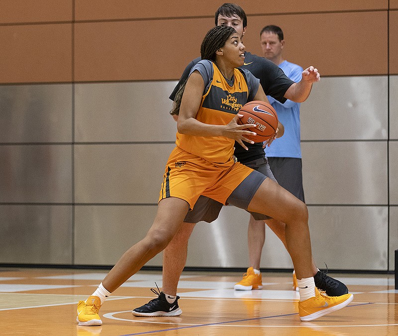 Tennessee Athletics photo by Maury Neipris / Tennessee freshman center Tamari Key practices with the Lady Vols this past summer in Knoxville.