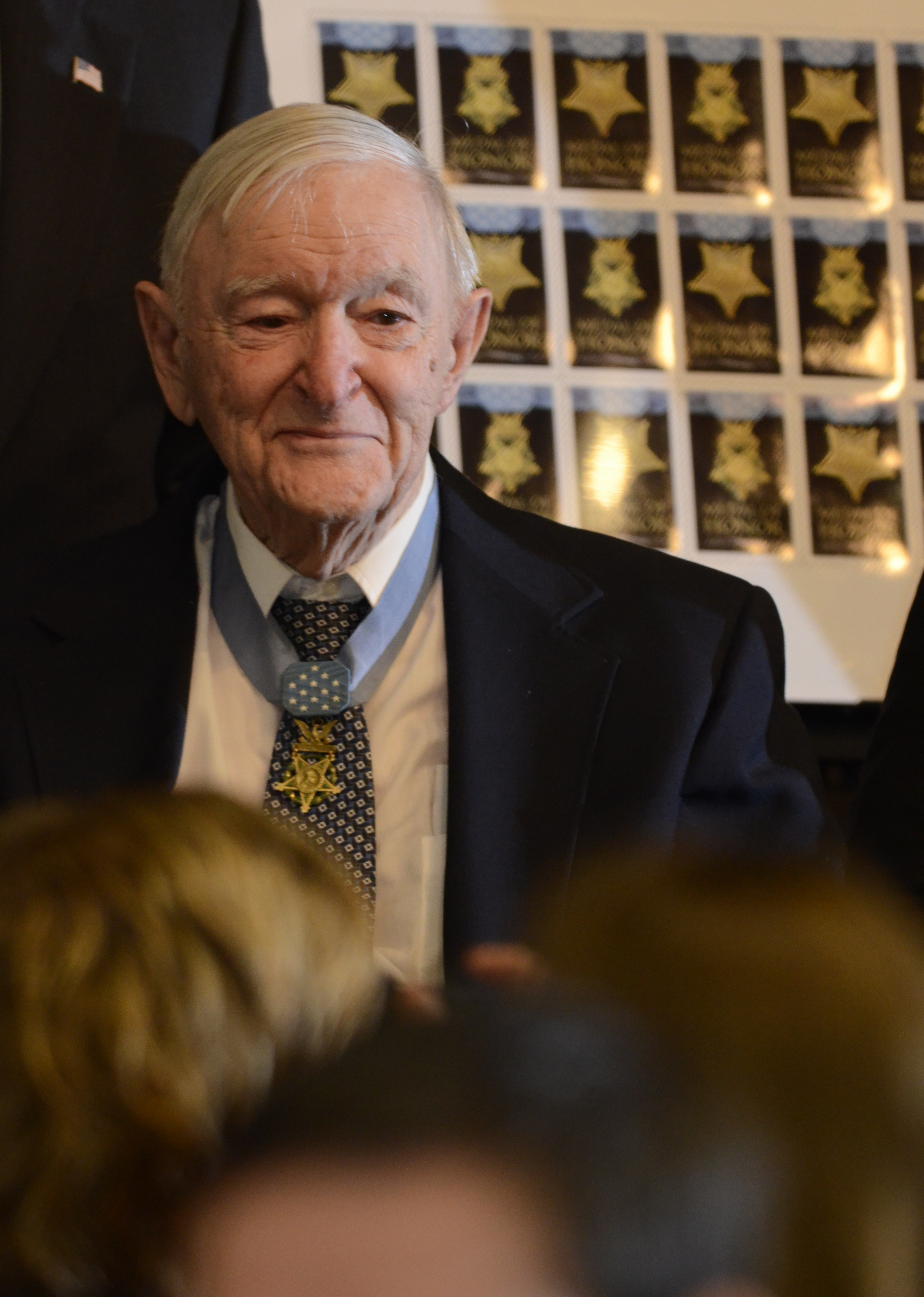 Medal of Honor recipient Charles Coolidge attends a ceremony and reception Wednesday at the Signal Crest United Methodist Church. The event marked the first day of issue of a commemorative stamp honoring Medal of Honor recipients.