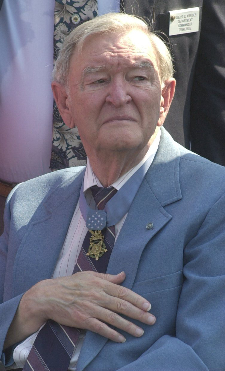 Staff Photo by John Rawlston -- Congressional Medal of Honor recipients Charles Coolidge, pictured above, and Desmond Doss were special guests at the dedication ceremony for the Korean War Monument at the National Cemetary's Circle of Honor.