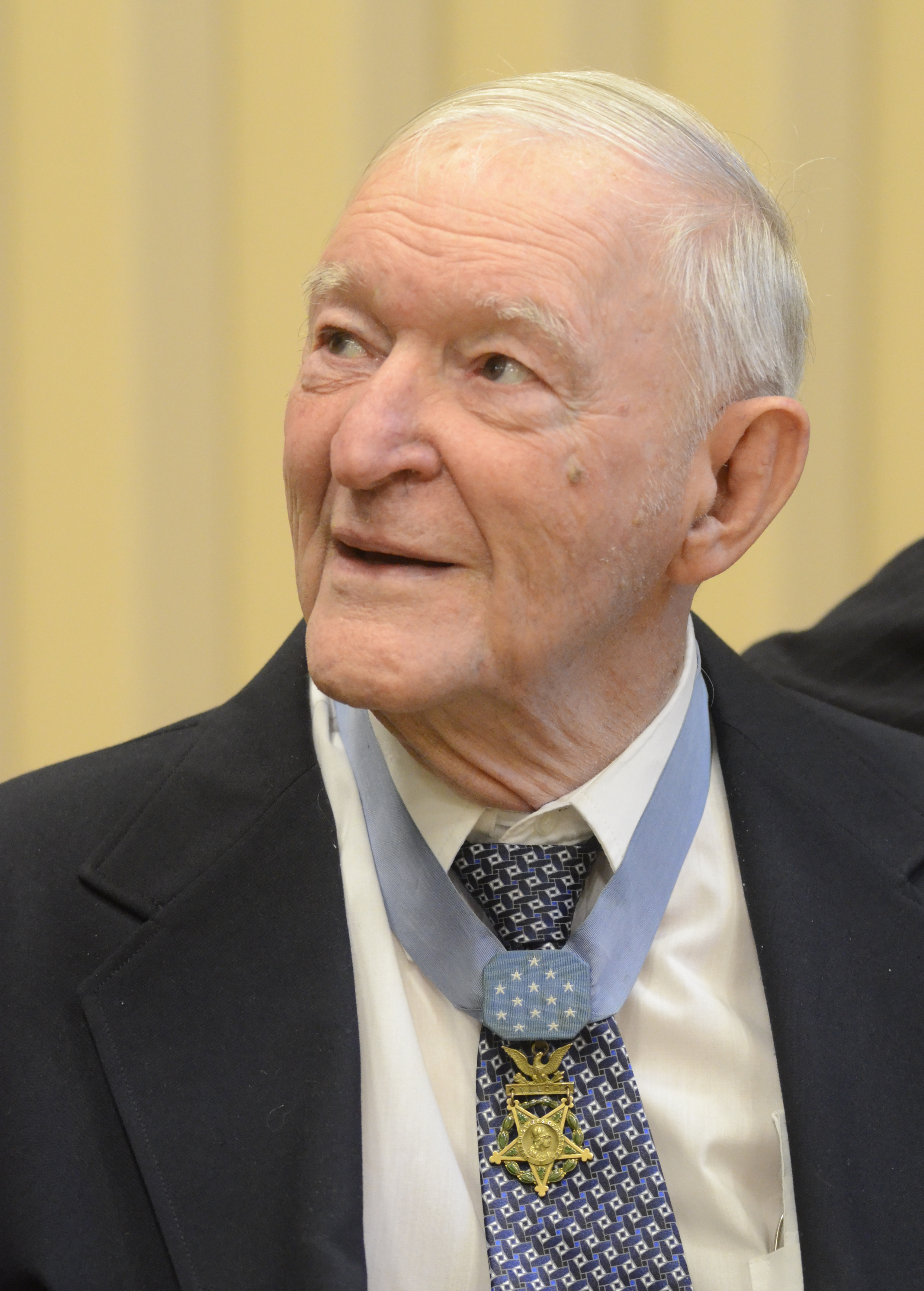 Medal of Honor recipient Charles Coolidge talks to attendees as he attends a ceremony and reception Wednesday at the Signal Crest United Methodist Church. The event marked the first day of issue of a commemorative stamp honoring Medal of Honor recipients.