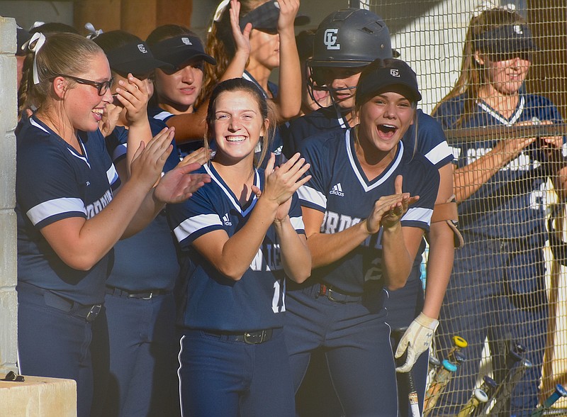 Staff photo by Patrick MacCoon / Gordon Lee players celebrate during the GHSA Class A public school state championship game against Trion in Chickamauga on Monday.