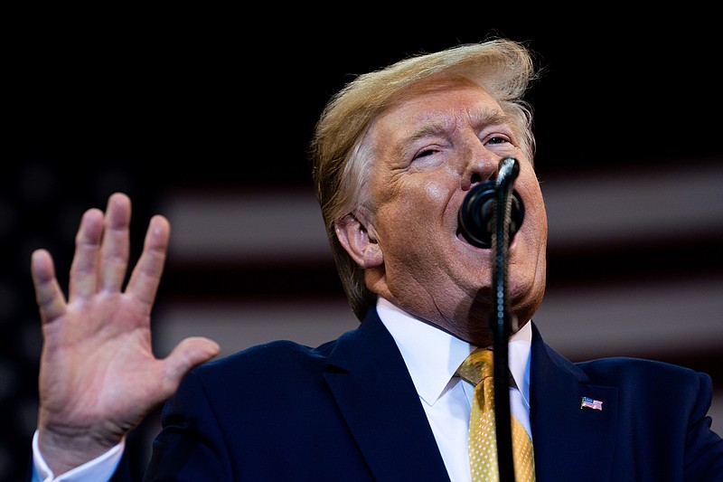 President Donald Trump speaks during a campaign rally in Lake Charles, La., Oct. 11, 2019. Trump called the agreement reached with China “the greatest and biggest deal ever made” for American farmers, but the “agreement in principle” is limited in scope and exact details have yet to be put in writing. (Erin Schaff/The New York Times)