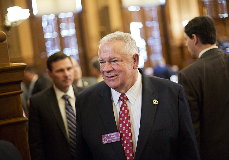 Georgia House Speaker David Ralston walks out after the House adjourned for the second day of the legislative session at the state Capitol Tuesday, Jan. 12, 2016, in Atlanta. (AP Photo/David Goldman)