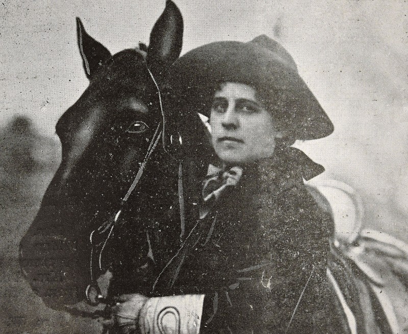 This photo of Ethel Soper Hardy and her horse appeared in the March 6, 1915, edition of The Lookout, in an article about Hardy's work for the society. 