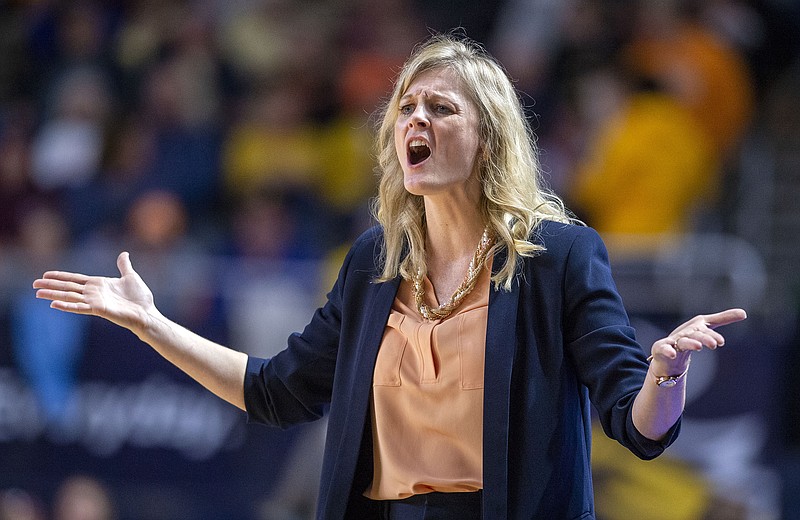 AP photo by David Crigger / Tennessee women's basketball coach Kellie Harper reacts to a call during the Lady Vols' season opener last Tuesday at East Tennessee State in Johnson City.