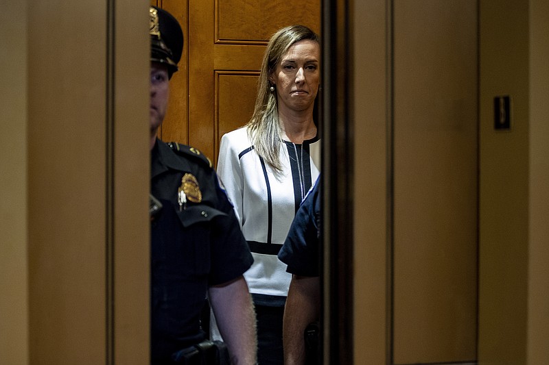Anna Moneymaker, The New York Times / Jennifer Williams, a national security aide to Vice President Mike Pence, departs the Capitol on Thursday after a closed-door deposition in the House impeachment inquiry.