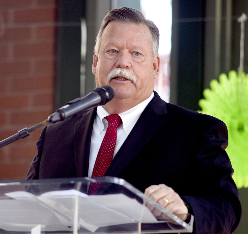 Staff Photo by Robin Rudd/ Hamilton County Mayor Jim Coppinger highlighted contributions such as the Tennessee Riverpark to the area. During the EPB Green Expo, at Miller Plaza's Waterhouse Pavilion, it was announced that the EPB building will be one of the first LEED Gold buildings in Chattanooga. The Expo took place on November 8, 2019.
