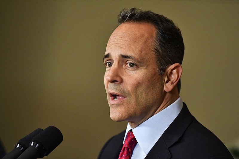 FILE - In this Nov. 6, 2019, file photo, Kentucky Gov. Matt Bevin announces his intent to call for a recanvass of the voting results from Tuesday's gubernatorial elections during a press conference at the Governor's Mansion in Frankfort, Ky. (AP Photo/Timothy D. Easley, File)


