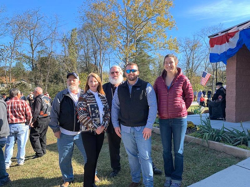 Contributed photo by Paula Stinnett / The Fort Oglethorpe Veteran and Citizen Council gathers at the dedication of Honor Park: A Tribute to Those Who Serve on Nov. 9. The members of the council stuck with the project for two years, transforming a swamp into a plot of land fit to honor veterans and first responders.