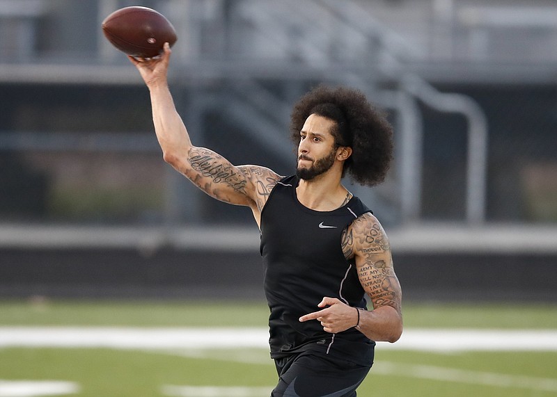 AP photo by Todd Kirkland / Free agent Colin Kaepernick participates in a workout for NFL scouts on Saturday in Riverdale, Ga.