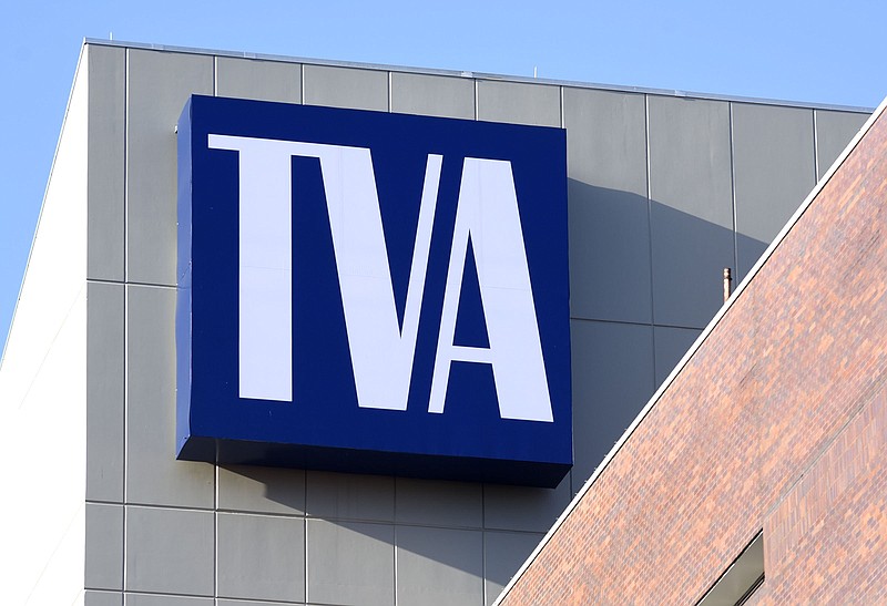 Staff Photo by Robin Rudd / The Tennessee Valley Authority logo adorns their offices in downtown Chattanooga on May 7, 2019.