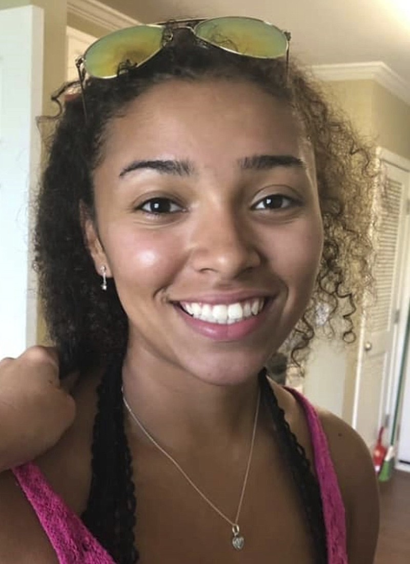 This undated file photo released by police in Auburn, Ala., shows Aniah Haley Blanchard, 19, who is missing. An Alabama judge has denied bond to a suspect in the disappearance of UFC heavyweight Walt Harris' missing stepdaughter, Aniah Blanchard. Court records filed Tuesday, Nov. 12, 2019, show that Lee County District Judge Russell K. Bush denied bond to 29-year-old Ibraheem Yazeed, who's is charged with first-degree kidnapping. According to charging documents, police in Auburn, Alabama, said the passenger area of Blanchard's car had blood evidence showing someone had suffered "a life-threatening injury." A state forensics lab determined the blood was Blanchard's. (Auburn Police Division via AP, File)