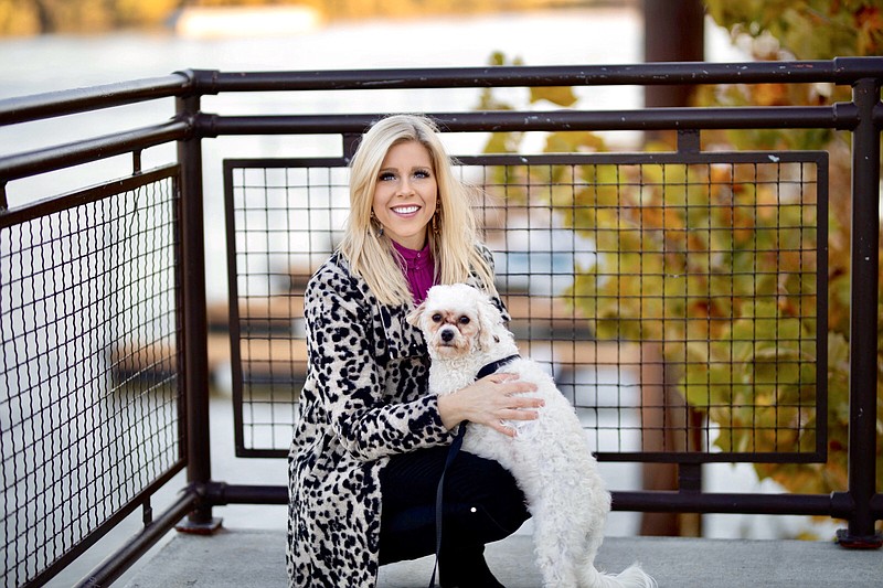 Contributed photo / Emily Szink was looking for a town where she her dog NE (prounounced Enny) would feel at home. She moved to Chattanooga from Omaha to work as a news director for FreightWaves.