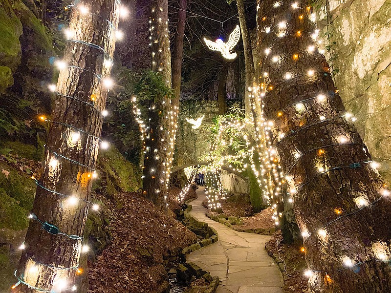 Rock City Contributed Photo / The Grand Corridor of the Enchanted Garden of Lights is illuminated by thousands of miniature white lights.