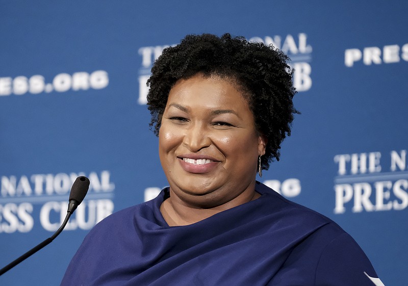 Former Georgia House Democratic Leader Stacey Abrams, speaks at the National Press Club, Friday, Nov. 15, 2019 in Washington. (AP Photo/Michael A. McCoy)
