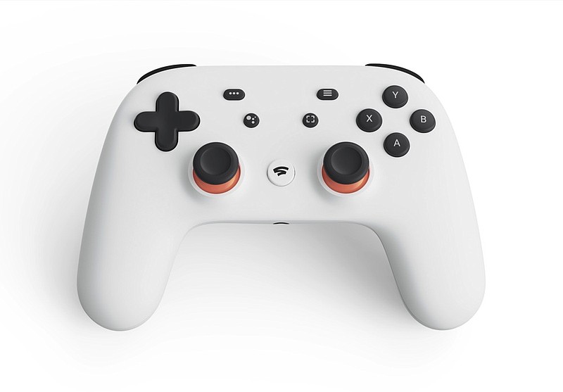 This undated photo provided by Google shows a controller that is part of a video-game streaming platform called Stadia that Google is launching on Tuesday, Nov. 19, 2019. The service is the first console-free gaming system. But experts say it has some growing to do before it becomes a true contender in the gaming arena. The platform will store a game-playing session in the cloud and lets players jump across devices operating on Google's Chrome browser and Chrome OS, such as Pixel phones and Chromebooks. (Google via AP)


