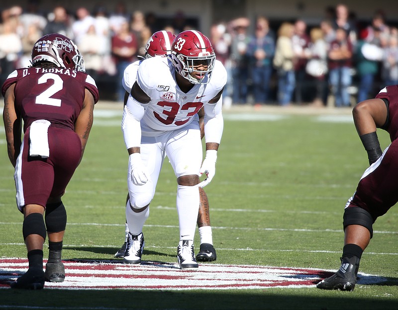 Alabama photo by Kent Gidley / Alabama fifth-year senior outside linebacker Anfernee Jennings will play in Bryant-Denny Stadium for the final time Saturday, when the Crimson Tide host Western Carolina.