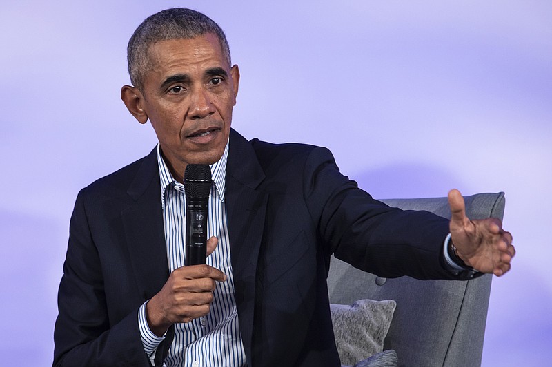 In this Oct. 29, 2019, file photo, former President Barack Obama speaks during the Obama Foundation Summit at the Illinois Institute of Technology in Chicago. Obama reiterated a warning about the adoption of "purity tests" in the Democratic presidential primary, which he said are likely to alienate voters needed to defeat President Donald Trump next year. (Ashlee Rezin Garcia/Chicago Sun-Times via AP)