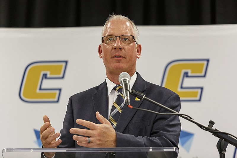 Staff file photo / Since he was hired by UTC in August 2017, Mocs athletic director Mark Wharton has worked to find out what fans want when they attend the school's athletic events, but there is still much progress to be made in improving attendance.