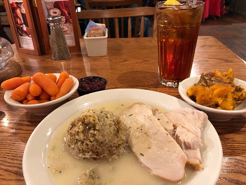 Photo by Susan Pierce / Cracker Barrel has a turkey-and-dressing special every Thursday that includes your choice of two sides.