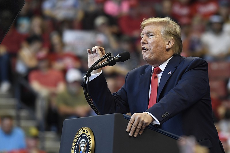 President Donald Trump speaks at a campaign rally in Sunrise, Fla., Tuesday, Nov. 26, 2019. (AP Photo/Susan Walsh)