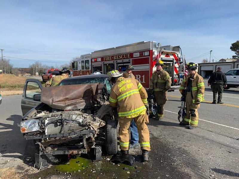 Photo contributed by Sequatchie County EMA Director Winfred Smith
Firefighters in Dunlap, Tennessee, work to extricate a driver trapped in a vehicle involved in a two-vehicle crash in Sequatchie County near the Bledsoe County line Monday, Nov. 26, 2019, 