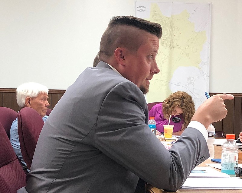 Alderman Josh Jennings discusses the situation with the Jasper fire department's finances at a Jasper Board of Mayor and Aldermen's meeting. / Photo by Ryan Lewis