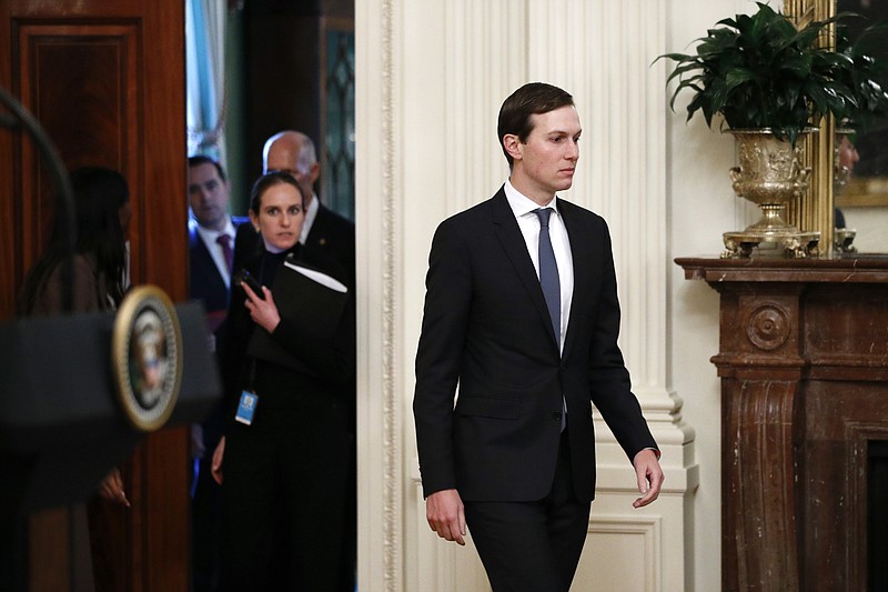 Senior adviser Jared Kushner walks into the East Room of the White House for a news conference with President Donald Trump and Turkish President Recep Tayyip Erdogan, Wednesday, Nov. 13, 2019, in Washington. (AP Photo/Patrick Semansky)